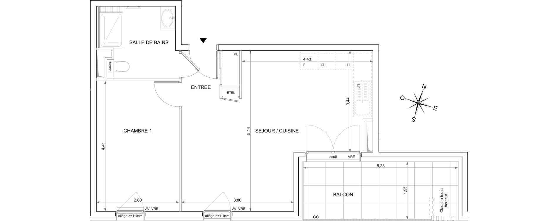 Appartement T2 de 47,36 m2 &agrave; Ambilly Centre