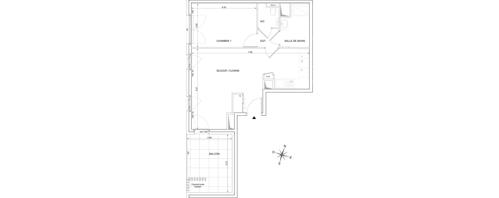Appartement T2 de 48,61 m2 &agrave; Ambilly Centre