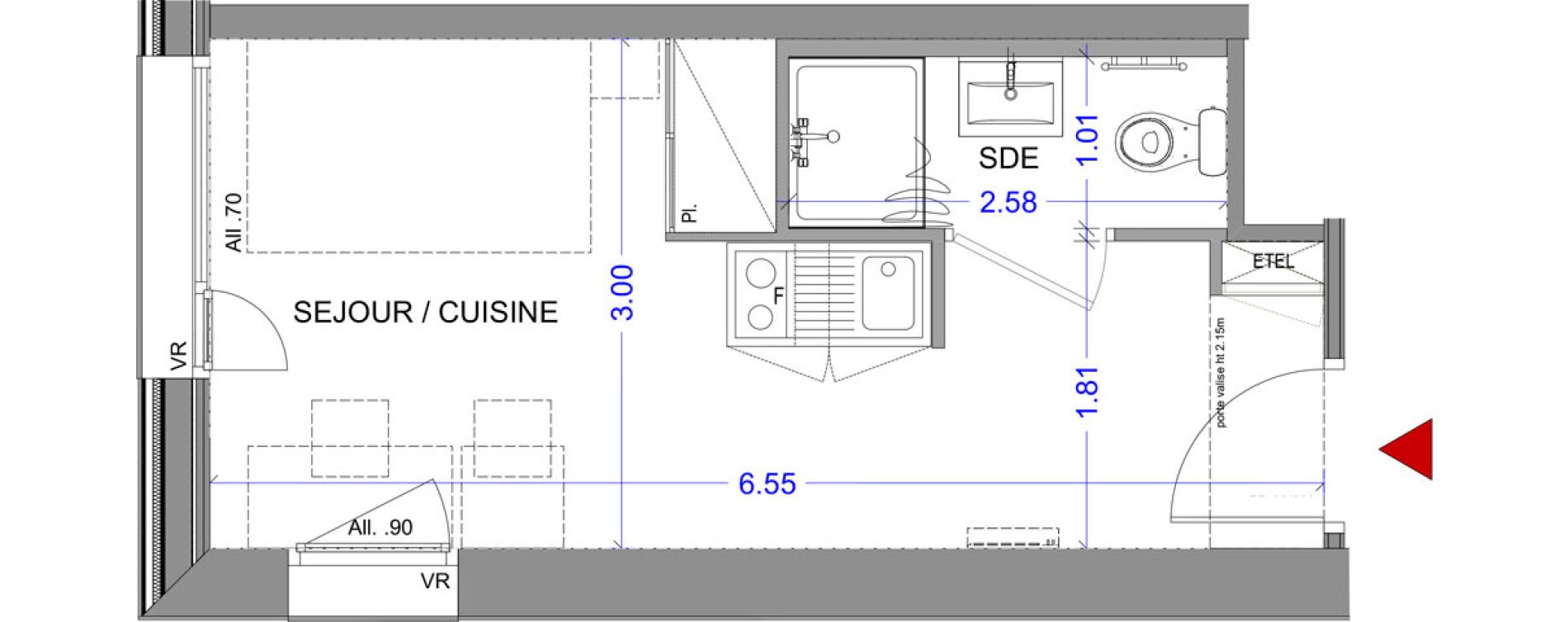 Appartement T1 meubl&eacute; de 18,08 m2 &agrave; Annecy Le-vieux