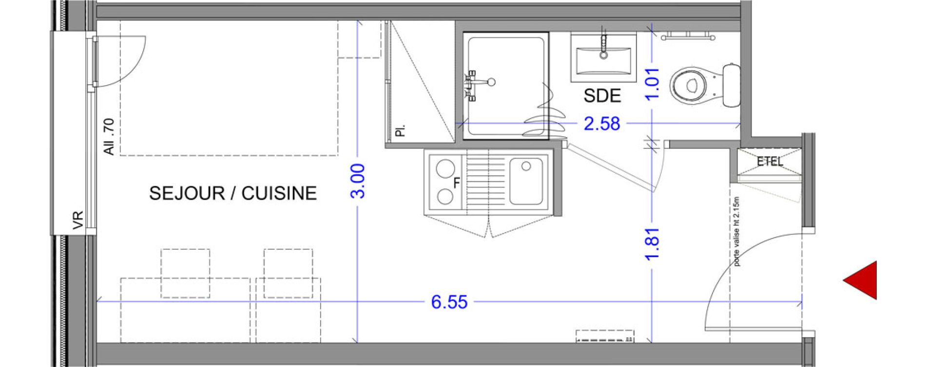 Appartement T1 meubl&eacute; de 18,08 m2 &agrave; Annecy Le-vieux