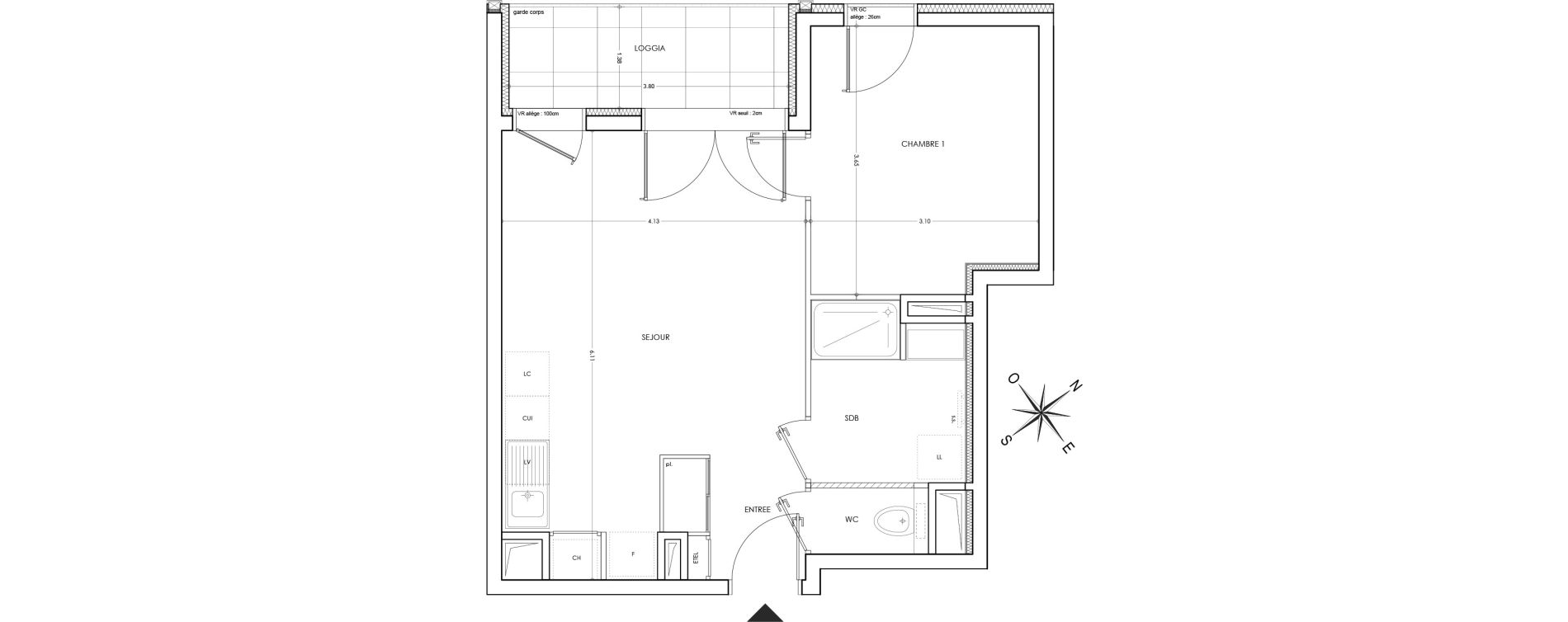 Appartement T2 de 41,29 m2 &agrave; Annecy Parc des sports - fier