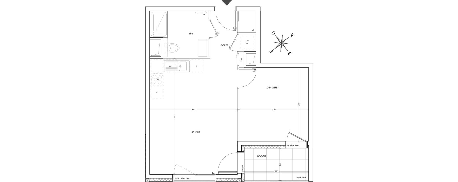 Appartement T2 de 41,68 m2 &agrave; Annecy Parc des sports - fier
