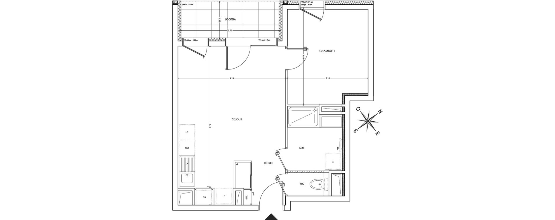 Appartement T2 de 41,29 m2 &agrave; Annecy Parc des sports - fier