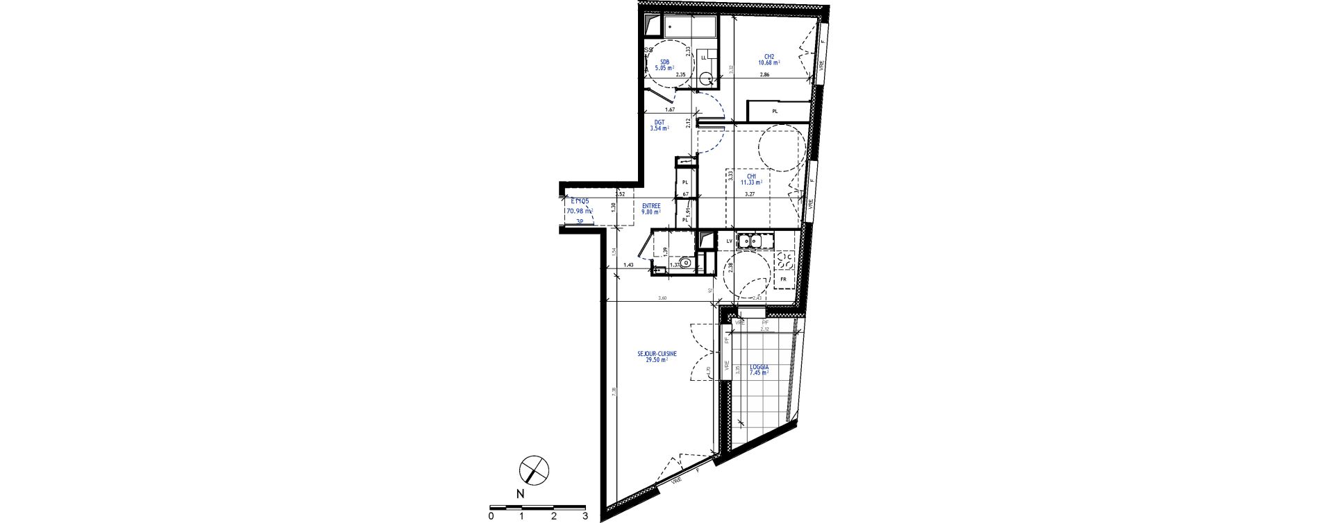 Appartement T3 de 70,98 m2 &agrave; Annecy Tresums