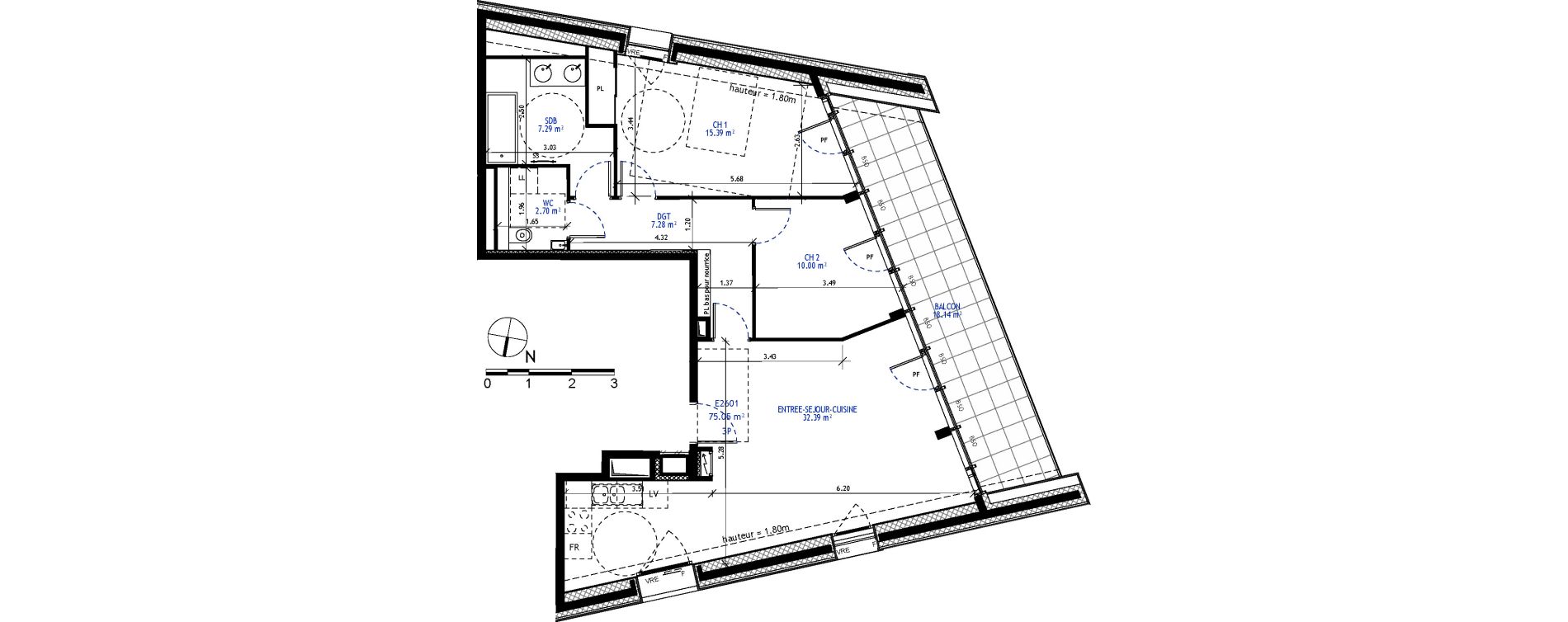 Appartement T3 de 75,06 m2 &agrave; Annecy Tresums