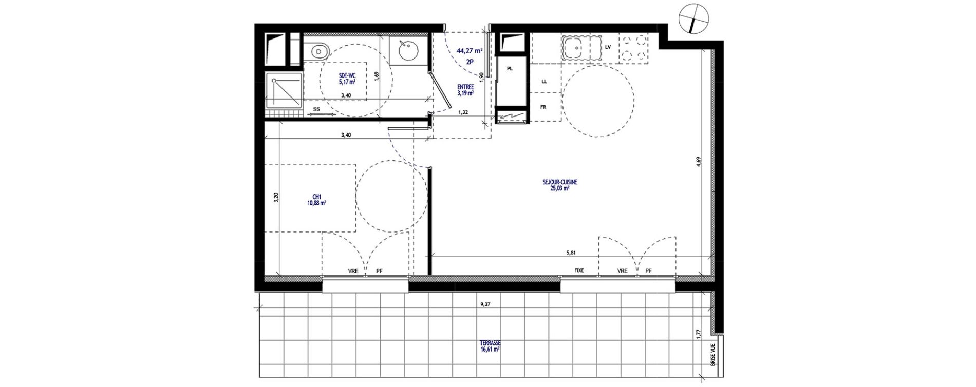 Appartement T2 de 44,27 m2 &agrave; Annecy Tresums