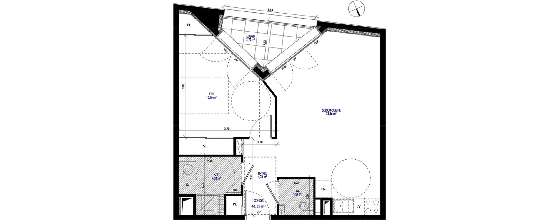 Appartement T2 de 48,35 m2 &agrave; Annecy Tresums