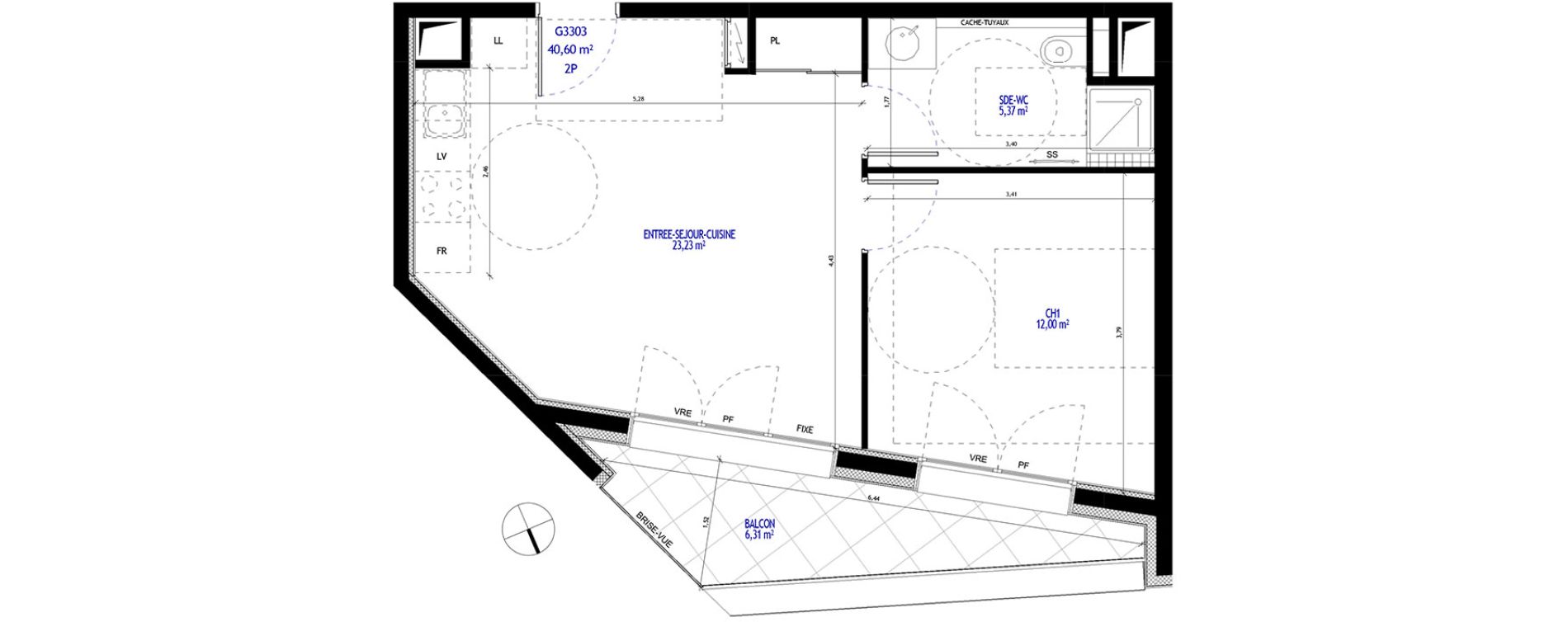 Appartement T2 de 40,60 m2 &agrave; Annecy Tresums