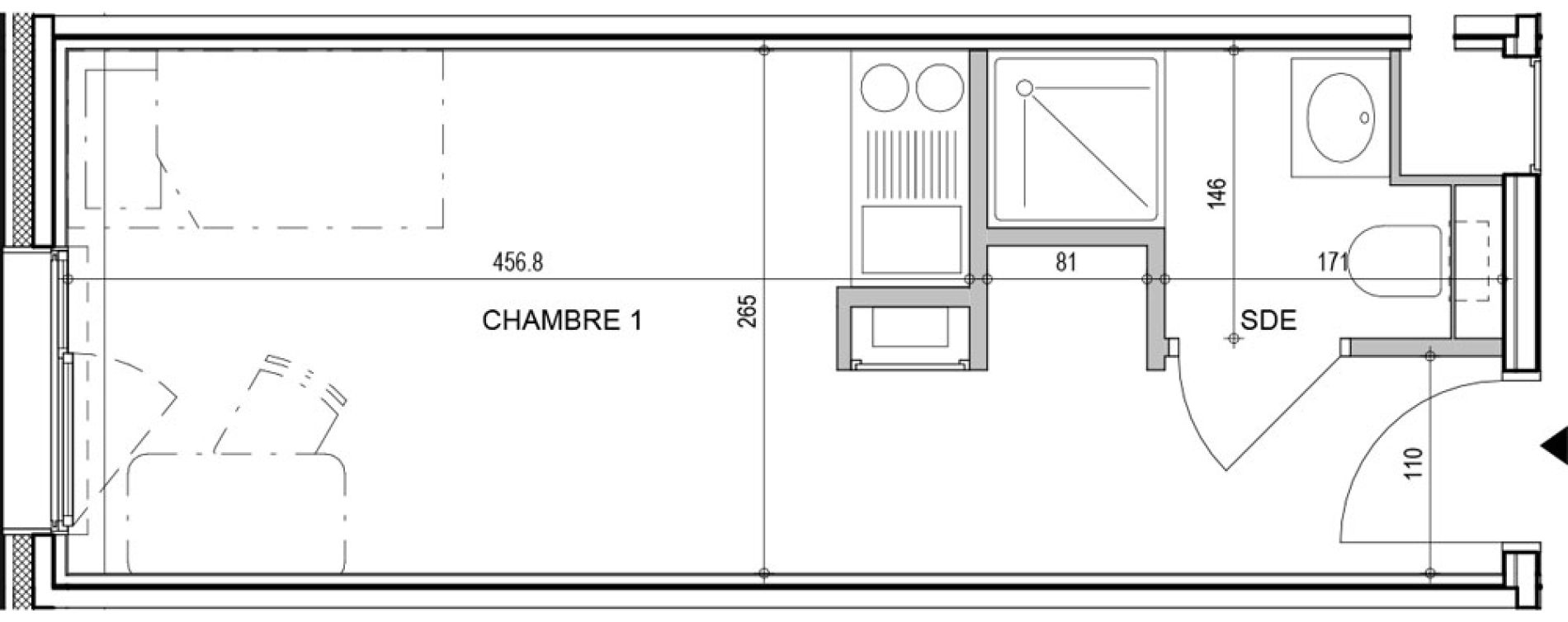 Appartement T1 de 18,36 m2 &agrave; Annecy Vert bois - le pont neuf