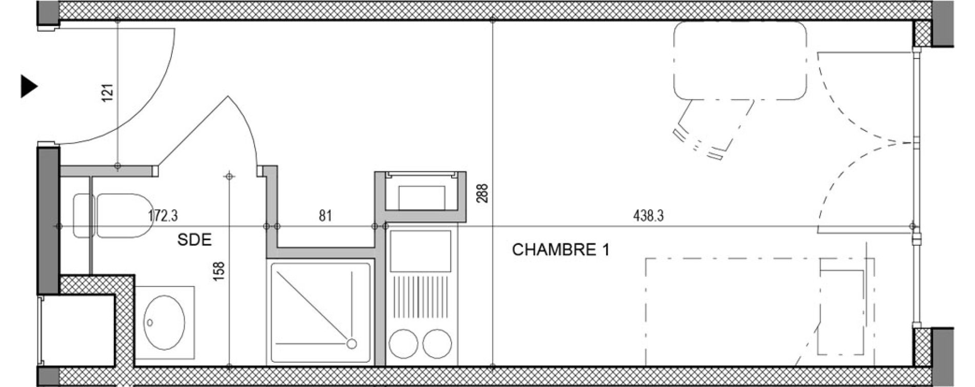 Appartement T1 de 19,44 m2 &agrave; Annecy Vert bois - le pont neuf