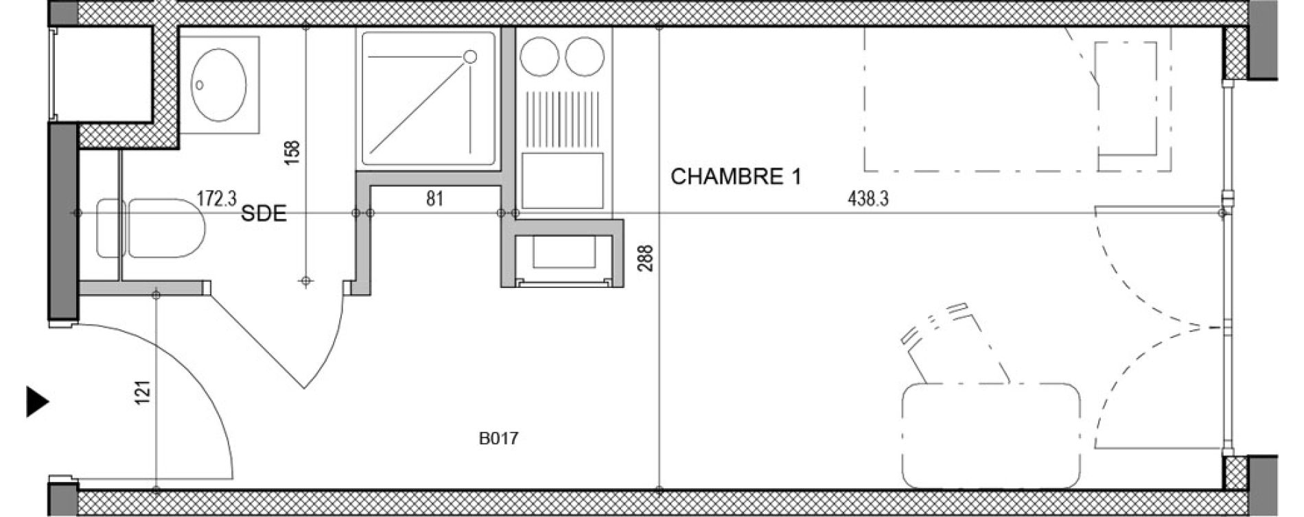 Appartement T1 de 19,44 m2 &agrave; Annecy Vert bois - le pont neuf