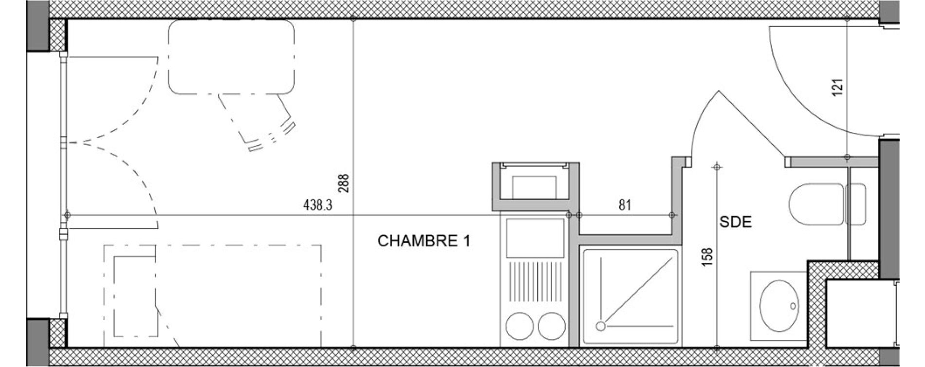 Appartement T1 de 19,44 m2 &agrave; Annecy Vert bois - le pont neuf