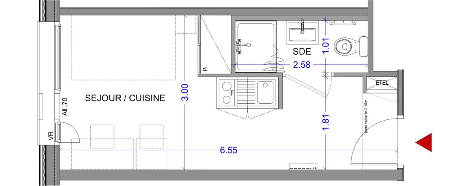 Appartement T1 meubl&eacute; de 18,08 m2 &agrave; Annecy L &eacute;veil