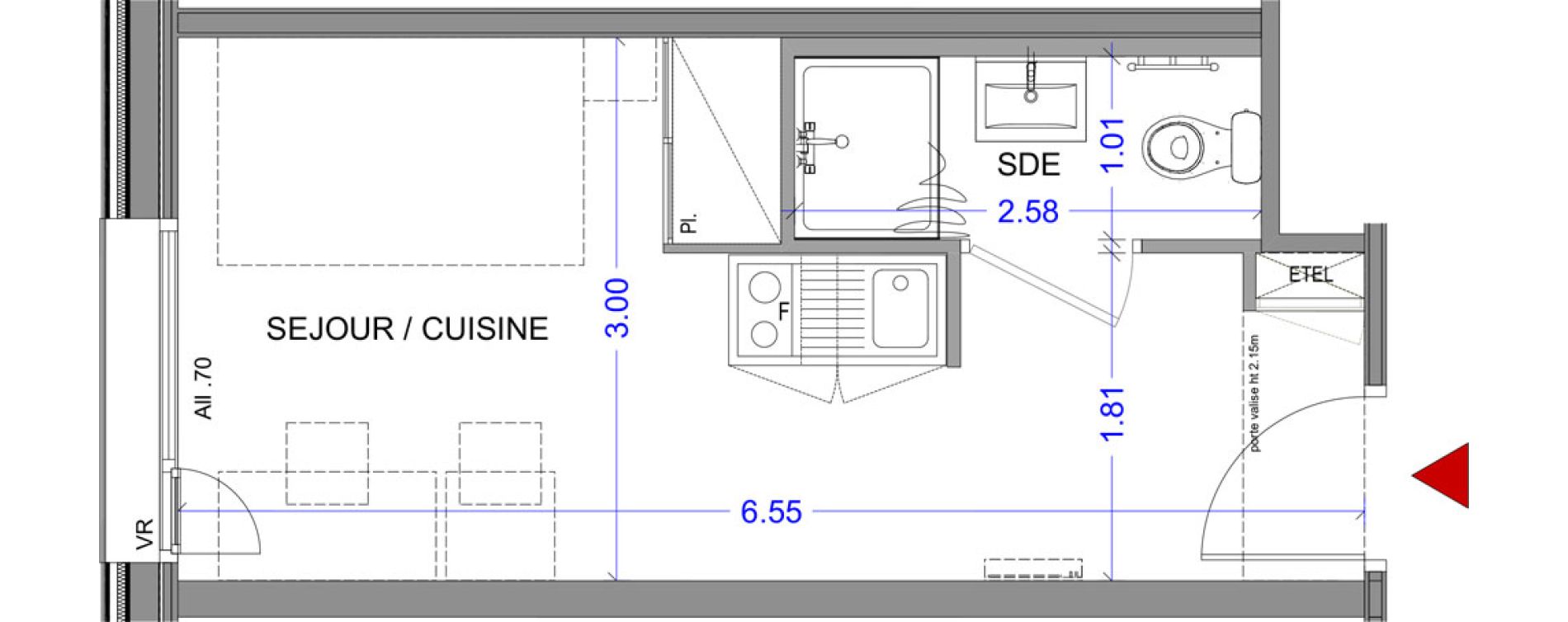 Appartement T1 meubl&eacute; de 18,08 m2 &agrave; Annecy L &eacute;veil