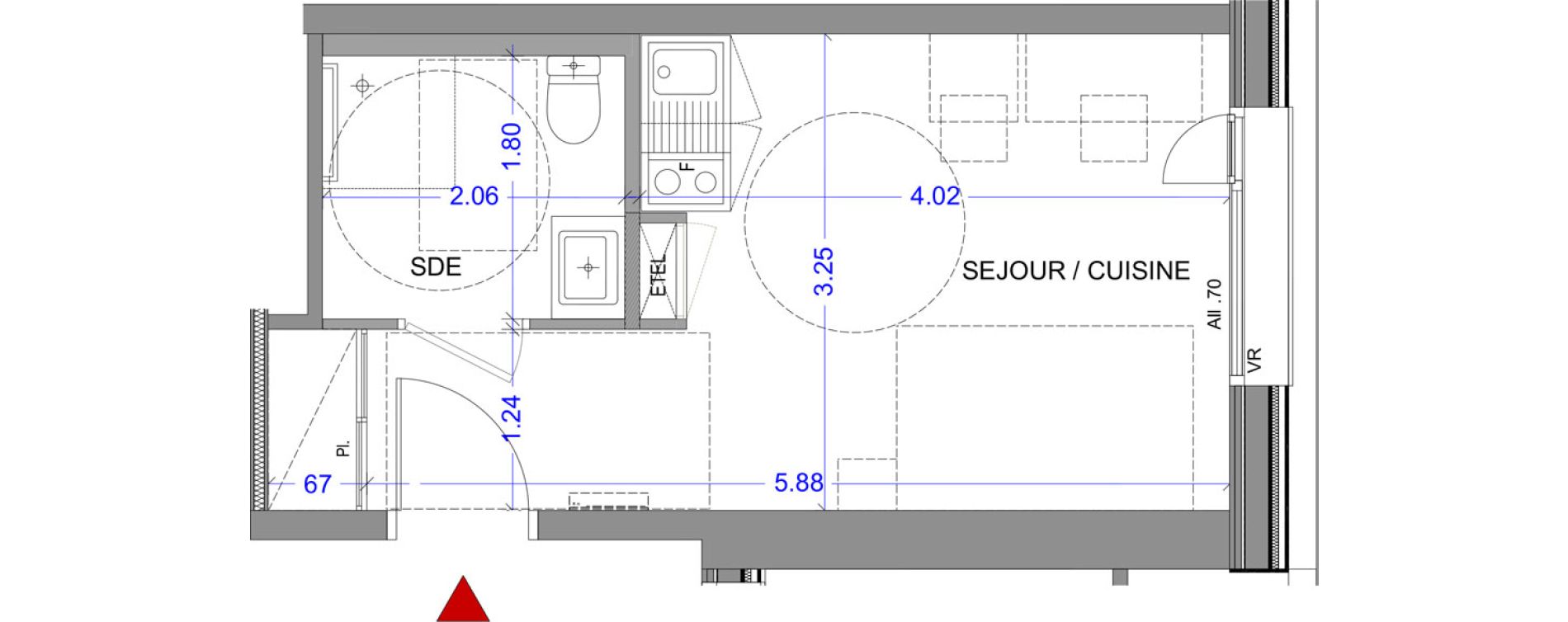 Appartement T1 meubl&eacute; de 19,56 m2 &agrave; Annecy L &eacute;veil