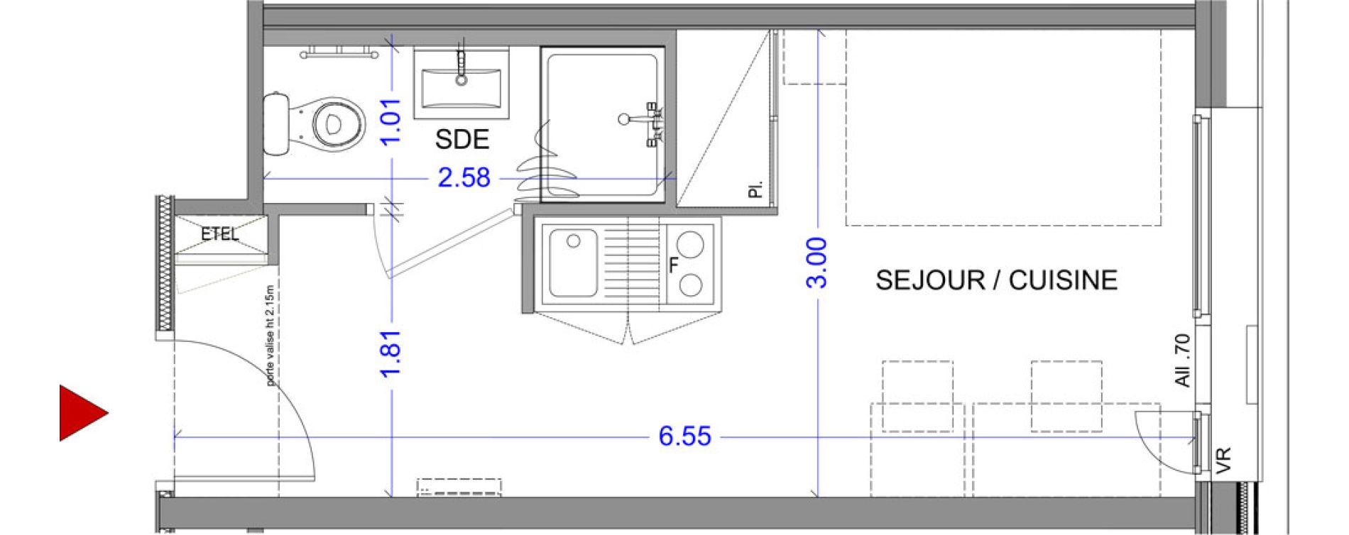 Appartement T1 meubl&eacute; de 18,08 m2 &agrave; Annecy L &eacute;veil