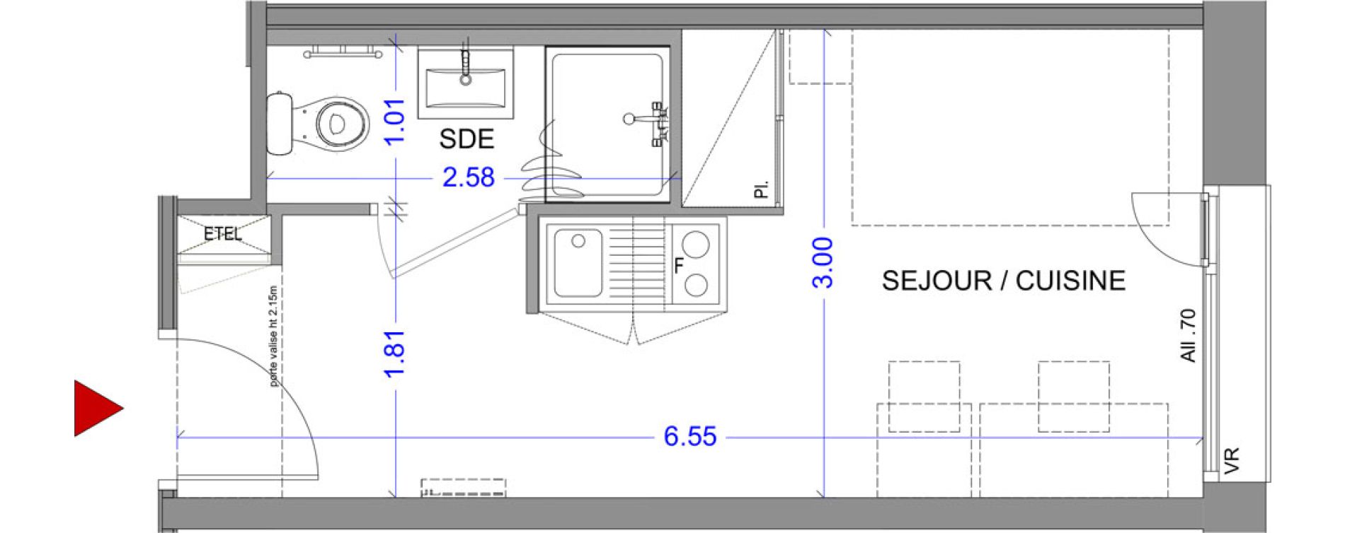 Appartement T1 meubl&eacute; de 18,08 m2 &agrave; Annecy L &eacute;veil