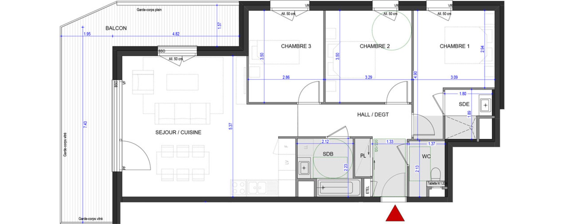 Appartement T4 de 84,35 m2 &agrave; Annecy L &eacute;veil