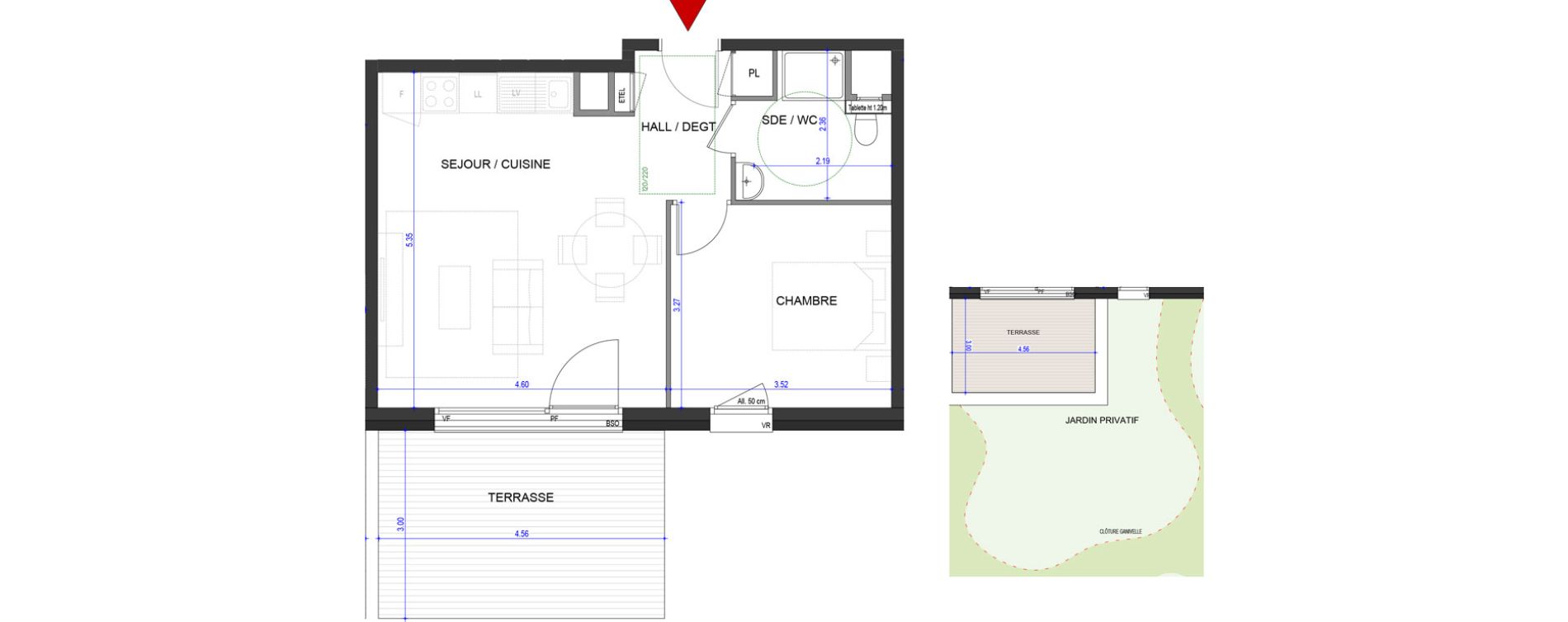 Appartement T2 de 43,12 m2 &agrave; Annecy L &eacute;veil