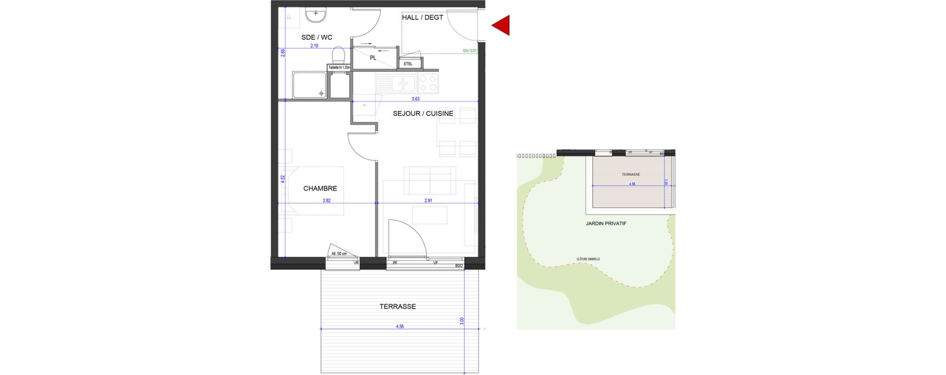 Appartement T2 de 40,14 m2 &agrave; Annecy L &eacute;veil