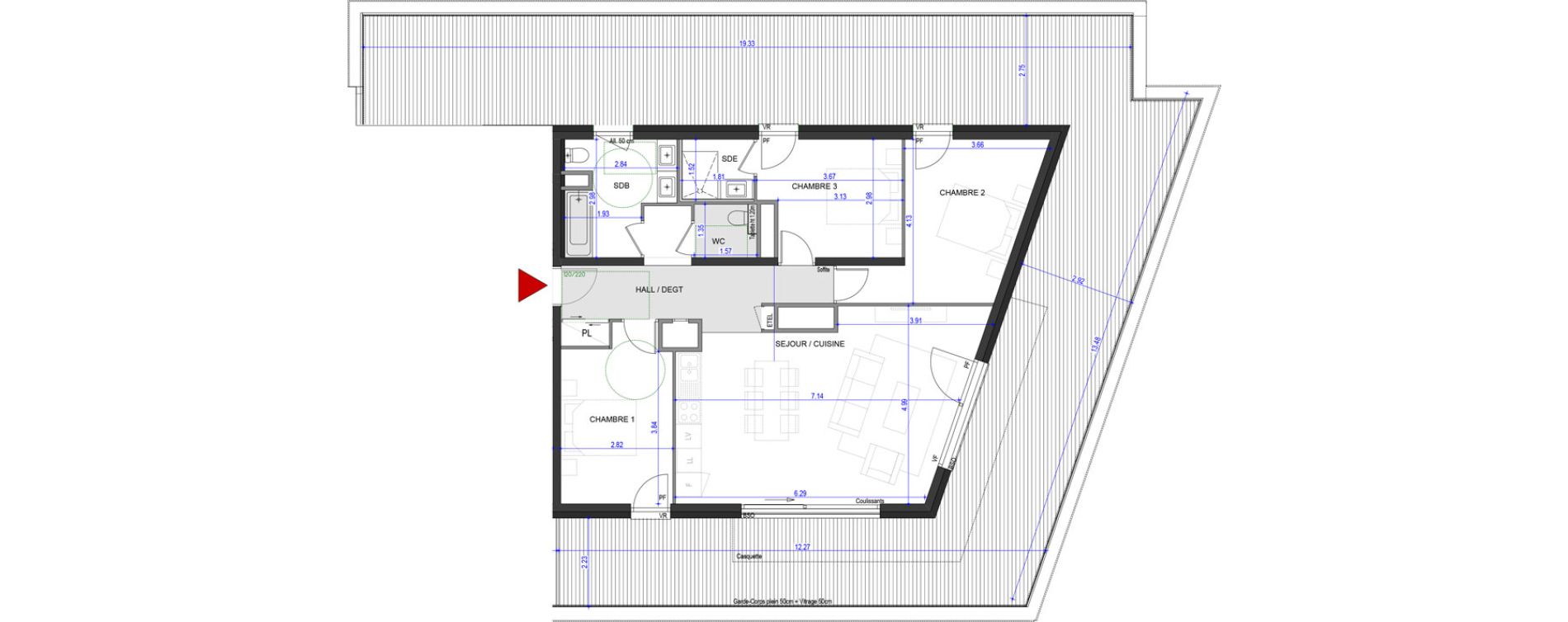 Appartement T4 de 91,69 m2 &agrave; Annecy L &eacute;veil