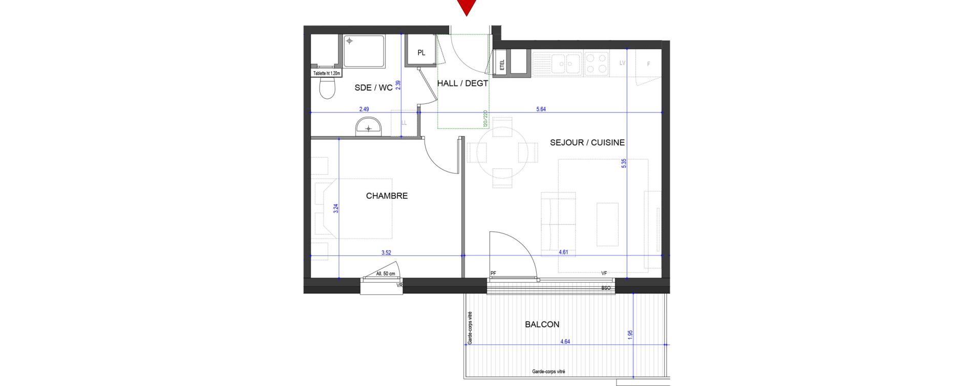 Appartement T2 de 43,45 m2 &agrave; Annecy L &eacute;veil