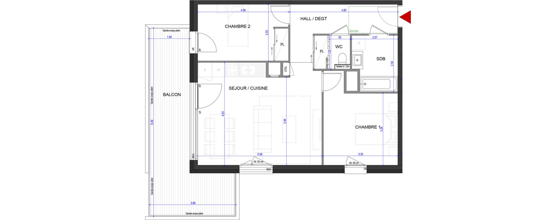 Appartement T3 de 62,42 m2 &agrave; Annecy L &eacute;veil