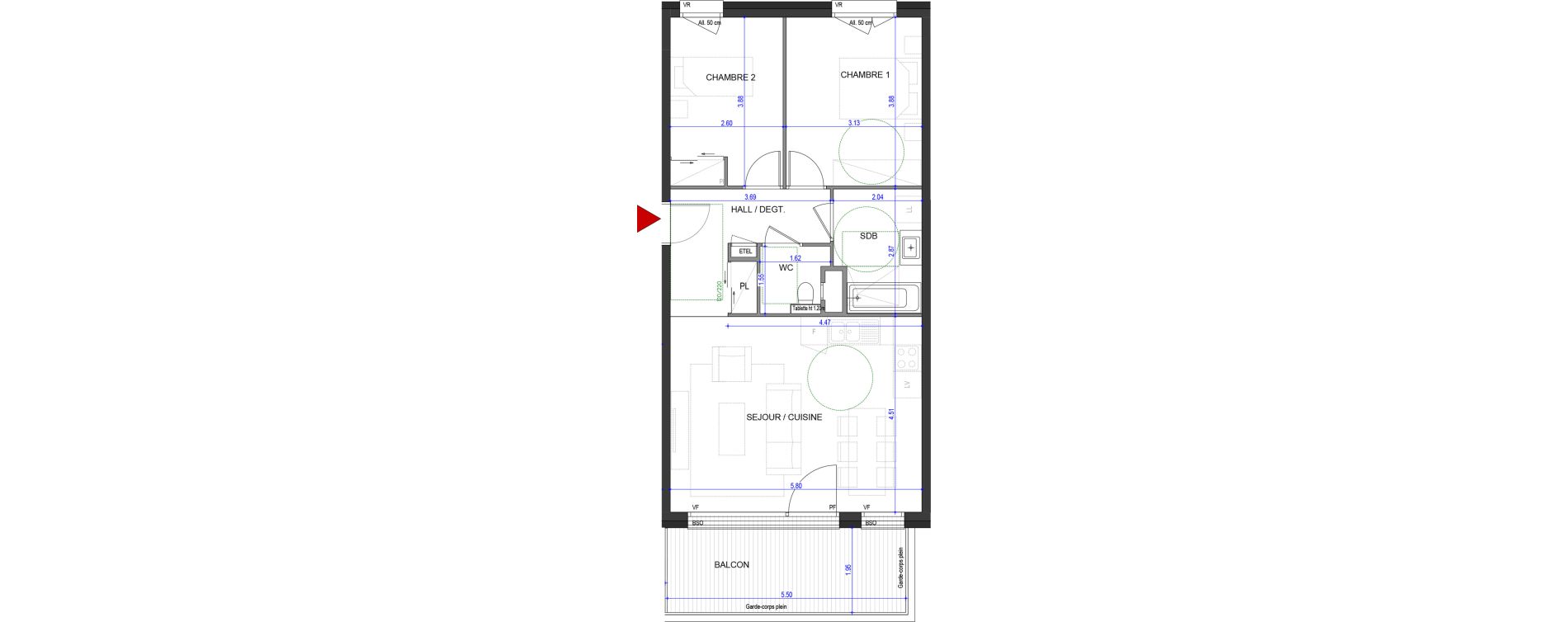 Appartement T3 de 63,64 m2 &agrave; Annecy L &eacute;veil