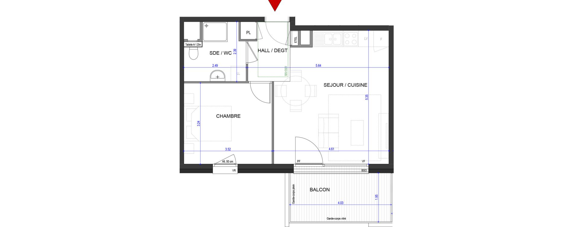 Appartement T2 de 43,45 m2 &agrave; Annecy L &eacute;veil