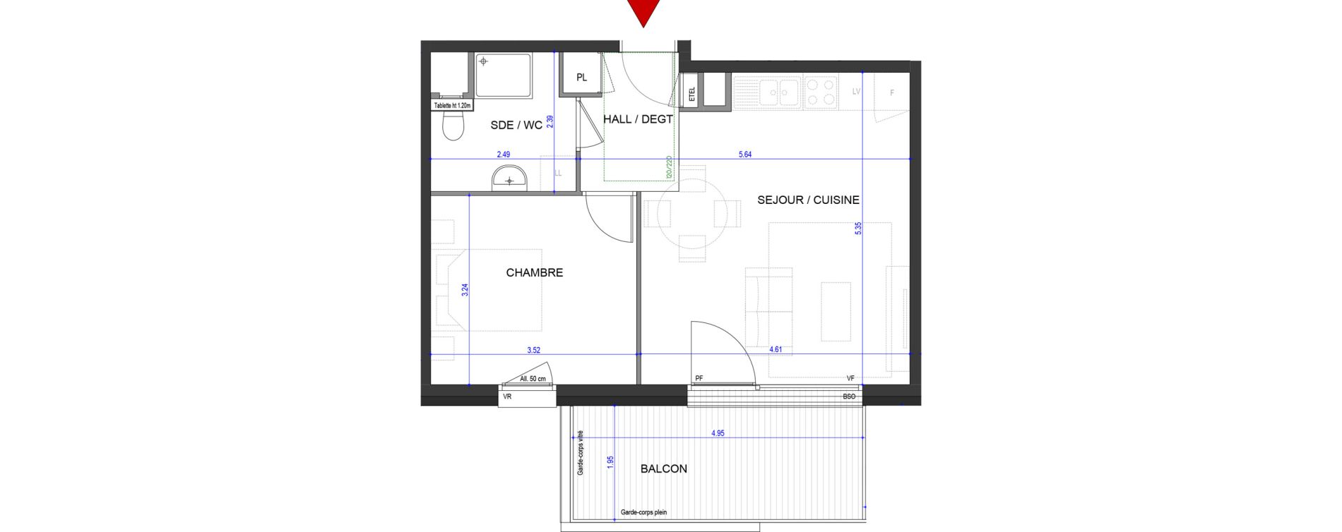 Appartement T2 de 43,45 m2 &agrave; Annecy L &eacute;veil