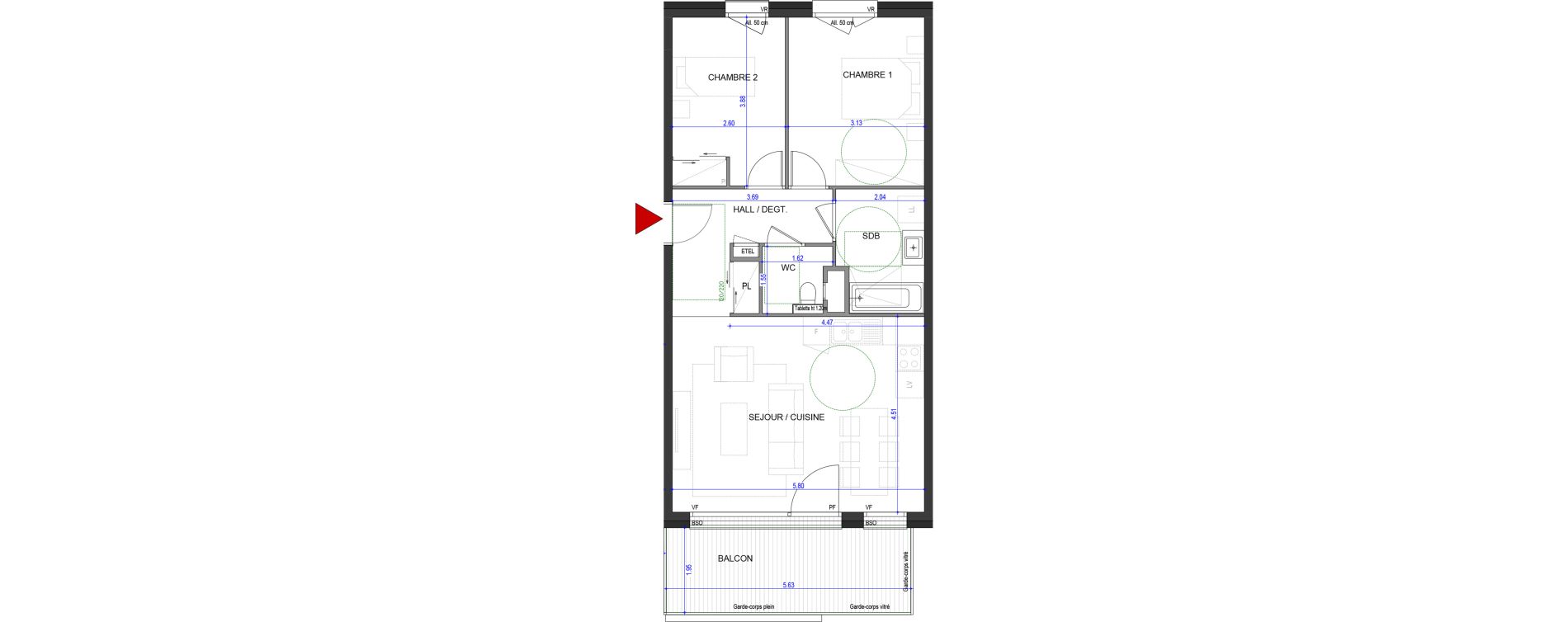 Appartement T3 de 63,64 m2 &agrave; Annecy L &eacute;veil