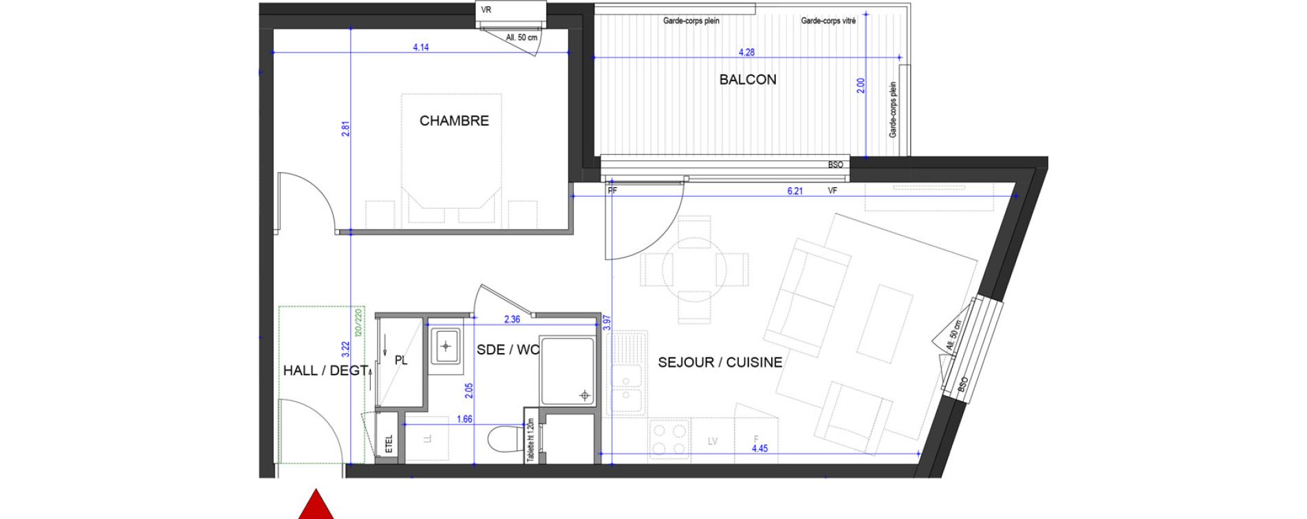 Appartement T2 de 45,43 m2 &agrave; Annecy L &eacute;veil