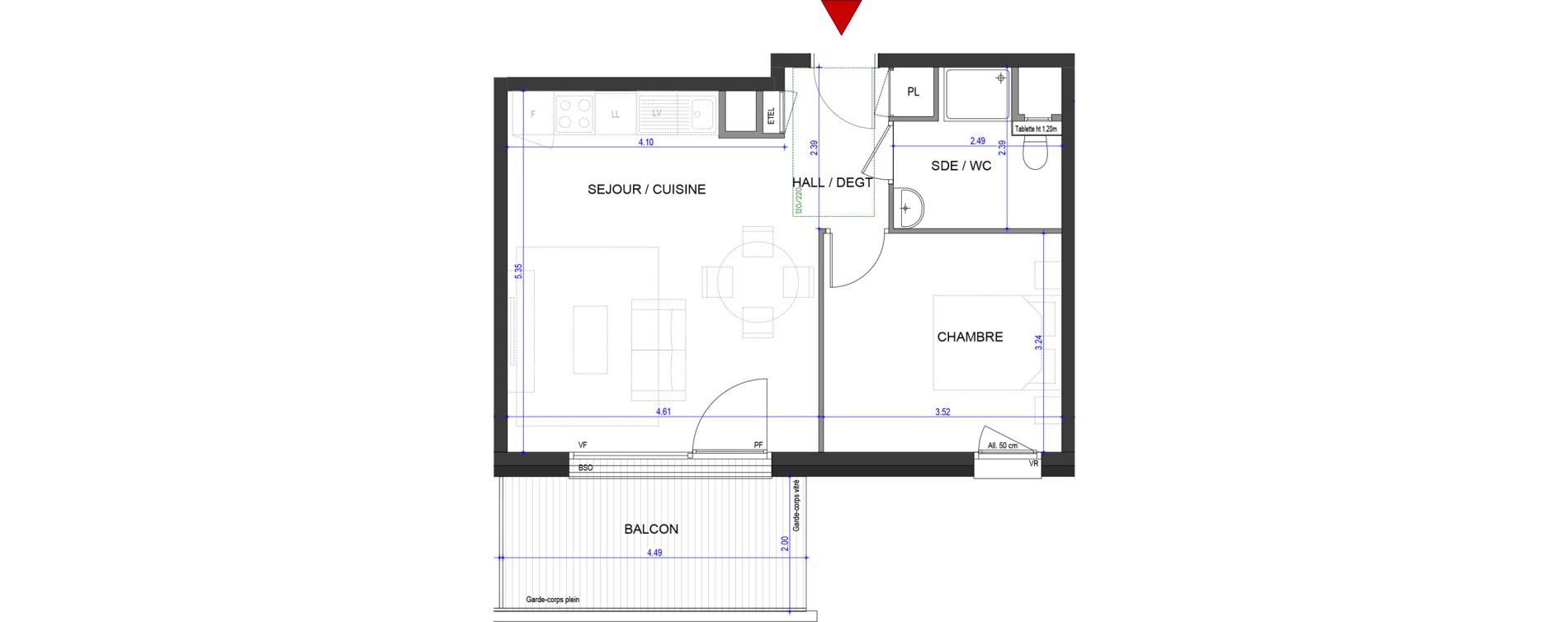 Appartement T2 de 43,25 m2 &agrave; Annecy L &eacute;veil