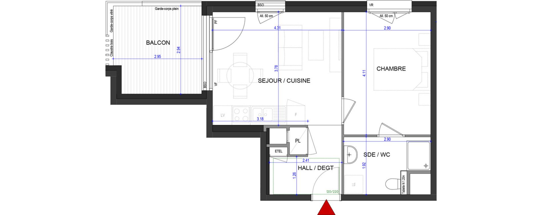 Appartement T2 de 37,87 m2 &agrave; Annecy L &eacute;veil