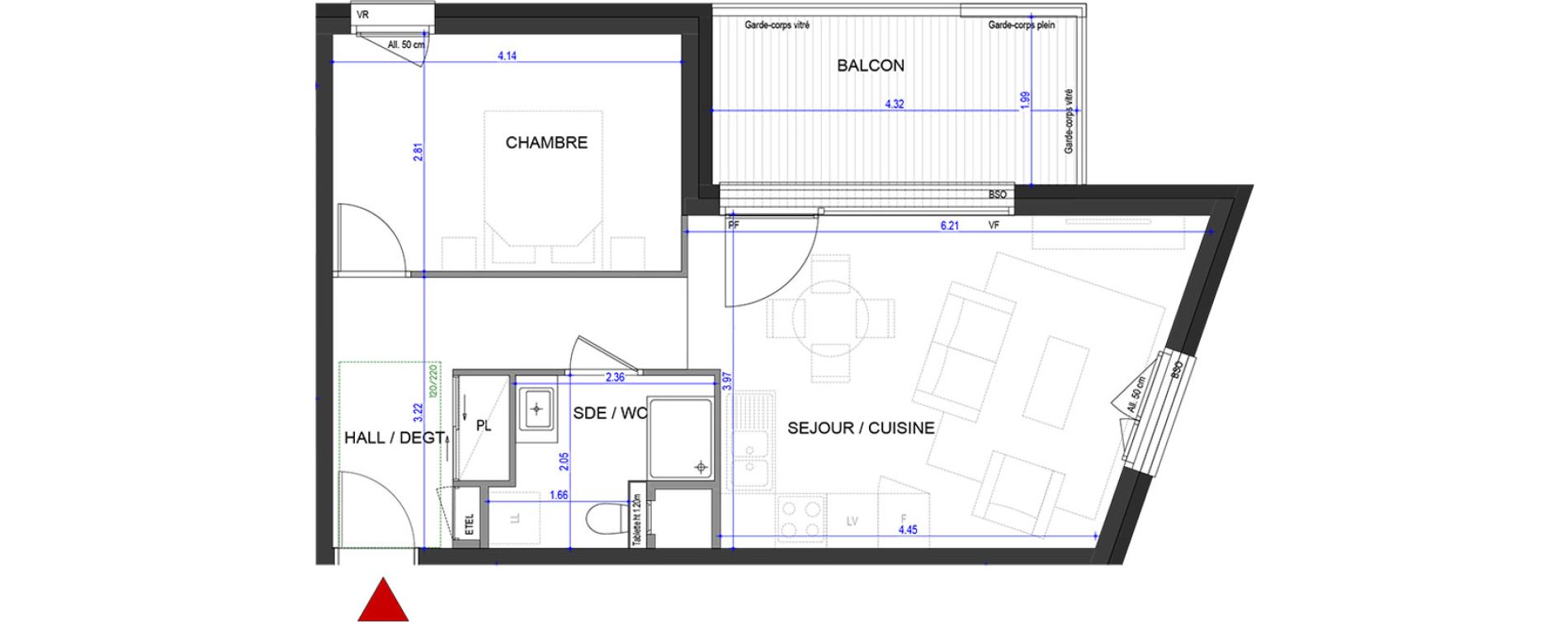 Appartement T2 de 45,43 m2 &agrave; Annecy L &eacute;veil