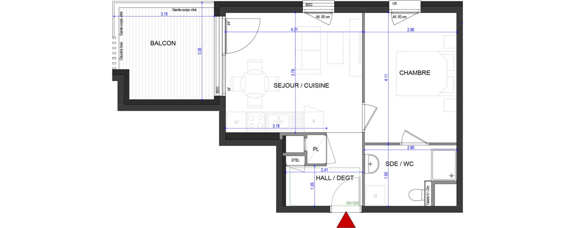 Appartement T2 de 37,87 m2 &agrave; Annecy L &eacute;veil