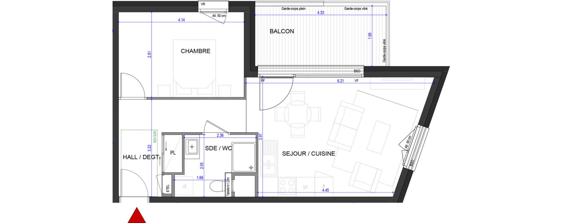 Appartement T2 de 45,43 m2 &agrave; Annecy L &eacute;veil