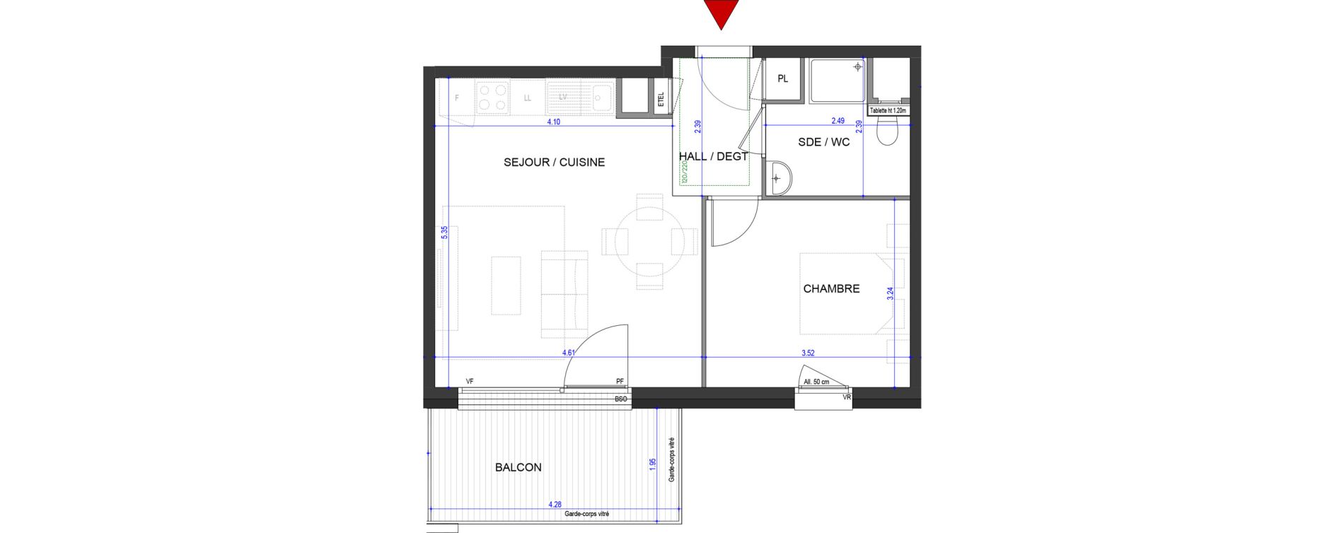 Appartement T2 de 43,25 m2 &agrave; Annecy L &eacute;veil