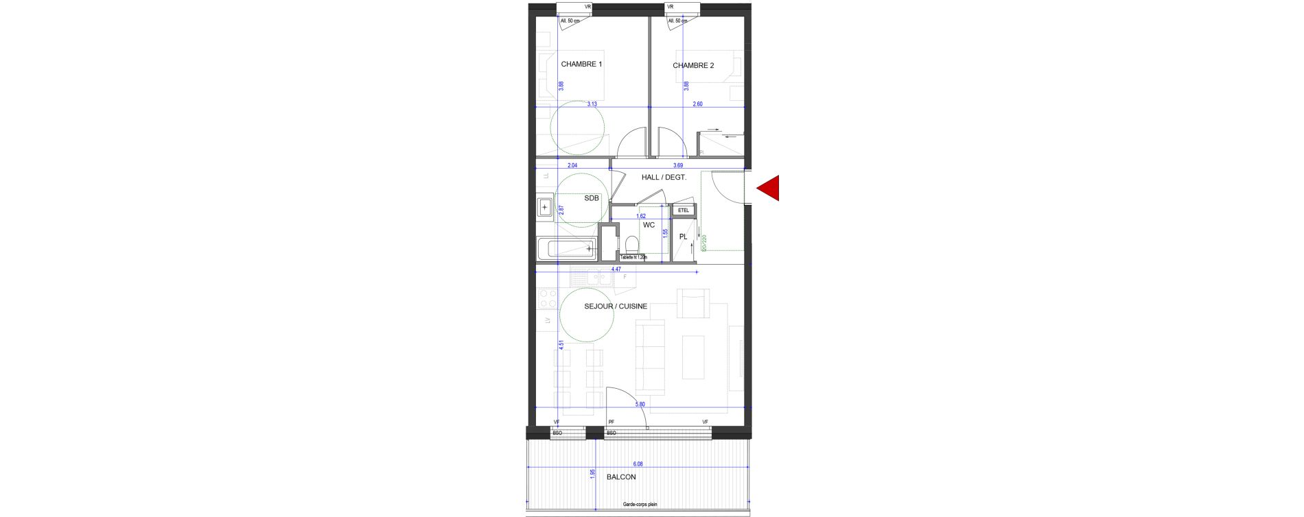 Appartement T3 de 63,64 m2 &agrave; Annecy L &eacute;veil