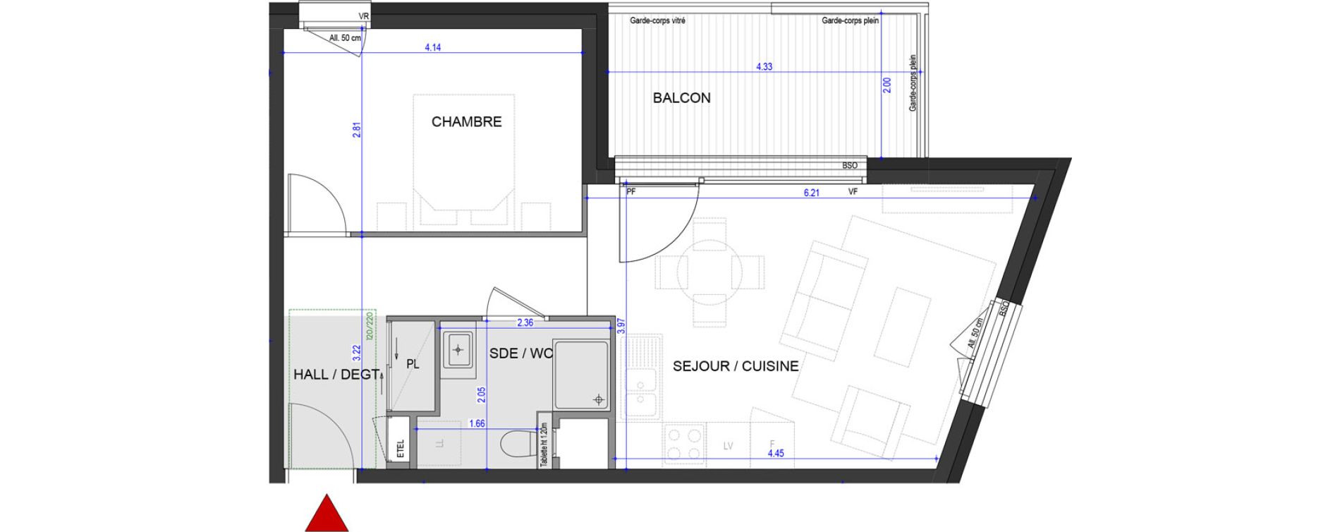 Appartement T2 de 45,43 m2 &agrave; Annecy L &eacute;veil