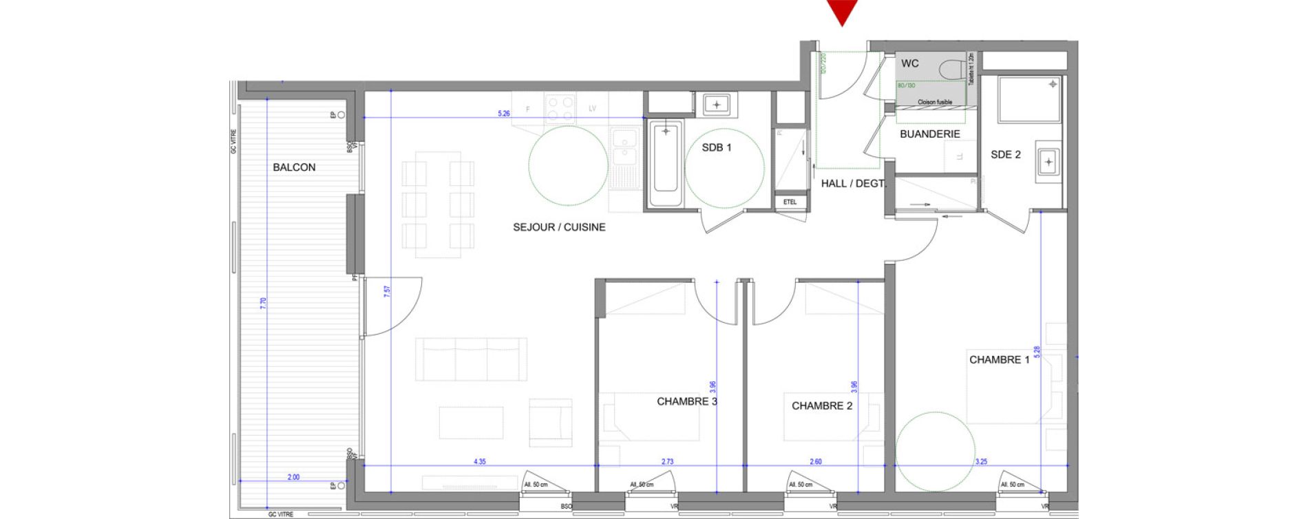 Appartement T4 de 97,76 m2 &agrave; Annecy Le-vieux