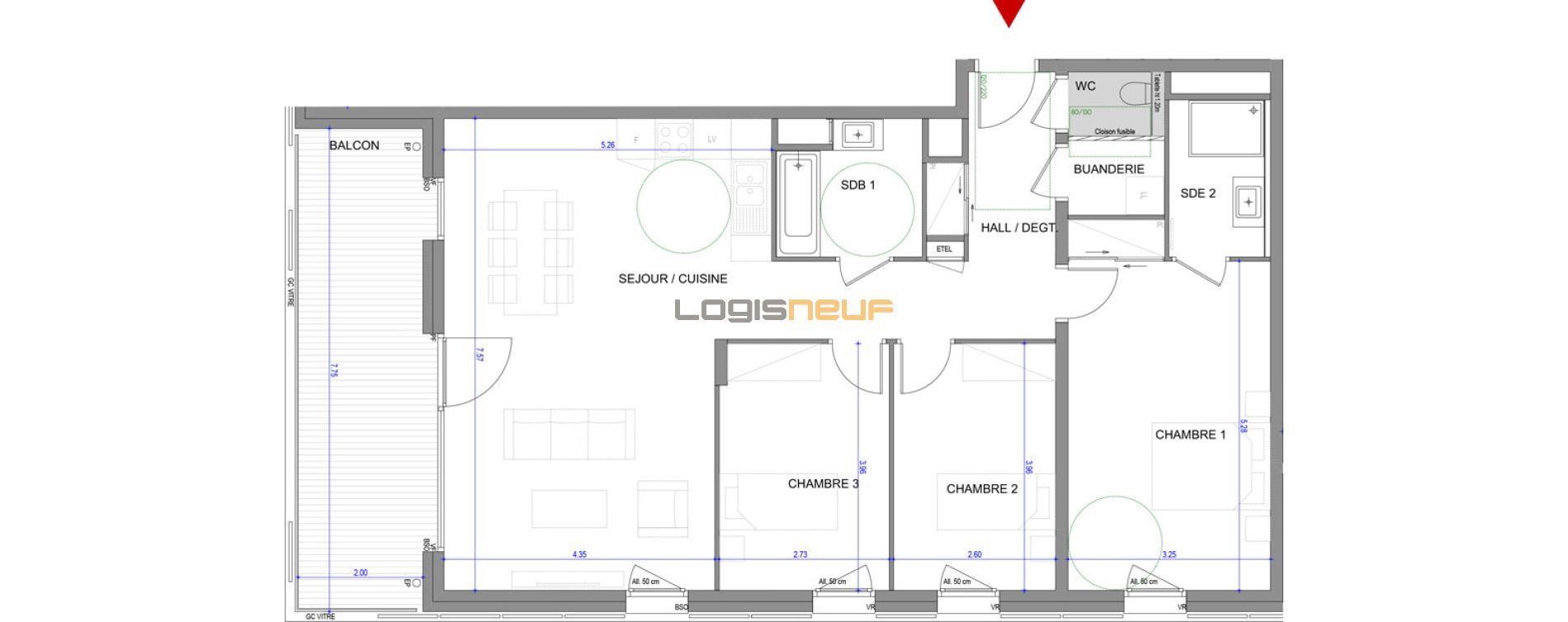 Plan Appartement T4 De 98 M Annecy R sidence L veil Vesna N 462
