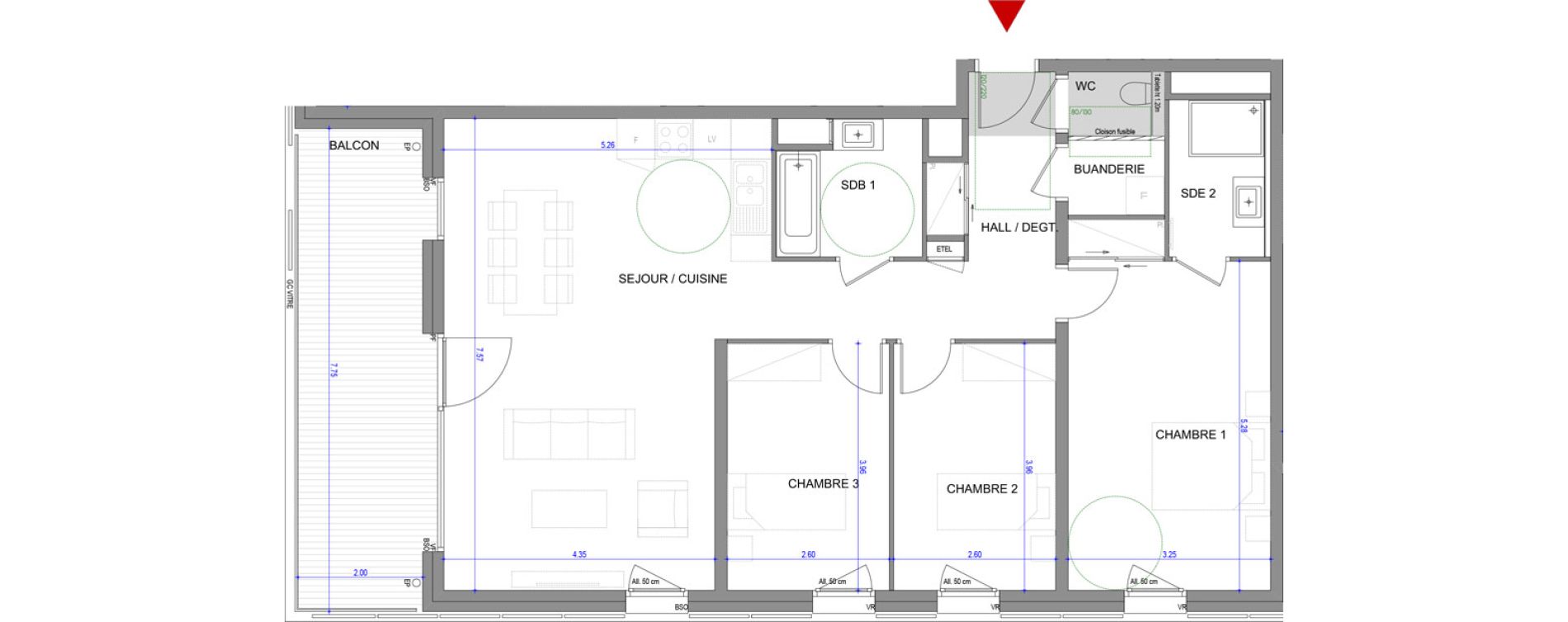 Appartement T4 de 97,34 m2 &agrave; Annecy Le-vieux