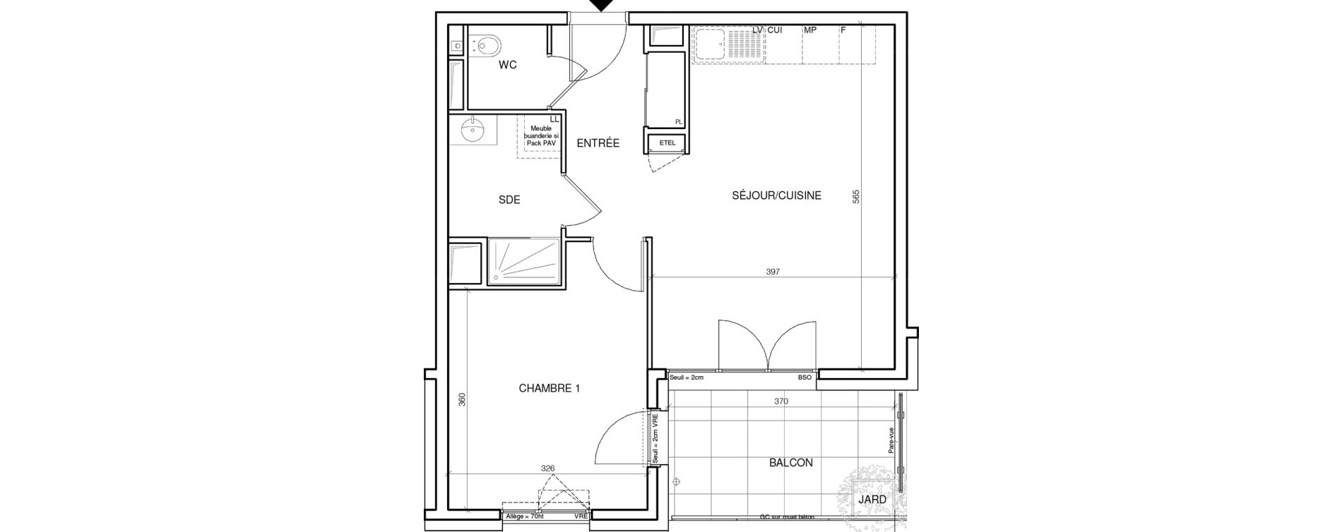Appartement T2 de 46,20 m2 &agrave; Annecy Les hirondelles