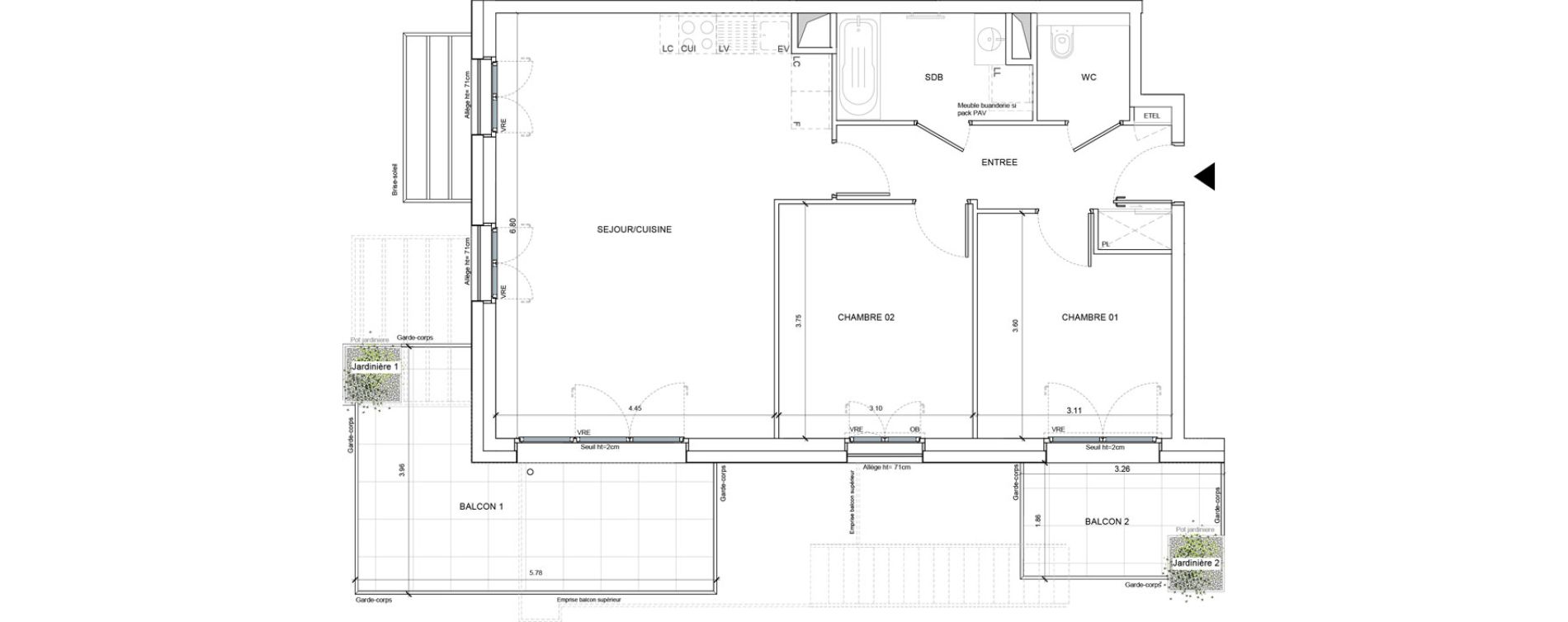 Appartement T3 de 69,76 m2 &agrave; Annecy Les hirondelles