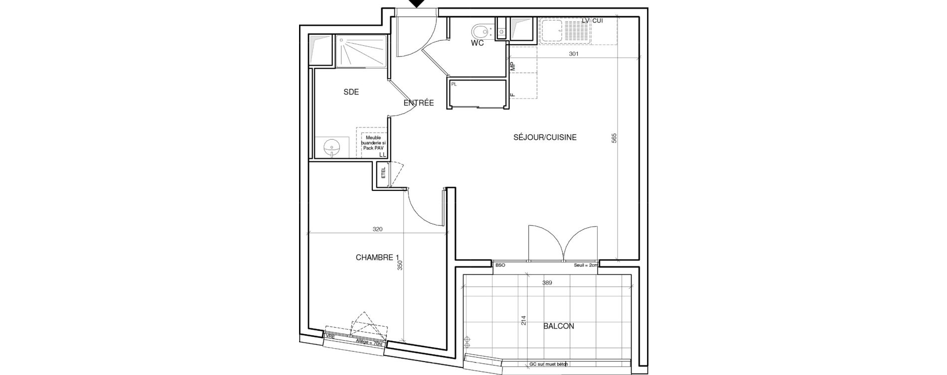Appartement T2 de 45,60 m2 &agrave; Annecy Les hirondelles