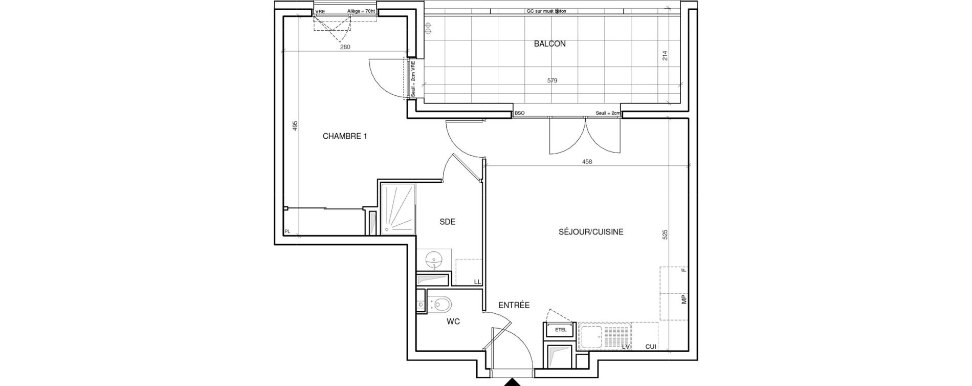 Appartement T2 de 45,40 m2 &agrave; Annecy Les hirondelles
