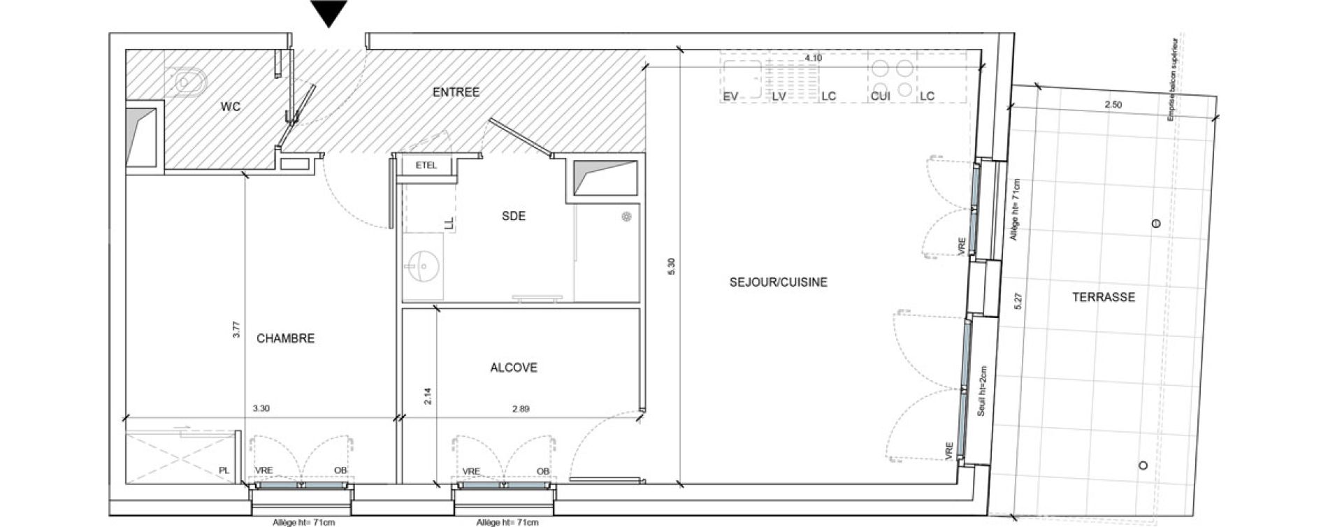 Appartement T2 de 51,98 m2 à Annecy Les hirondelles