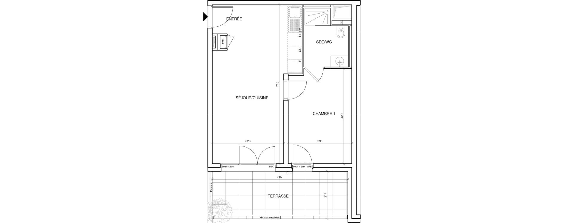 Appartement T2 de 41,70 m2 &agrave; Annecy Les hirondelles