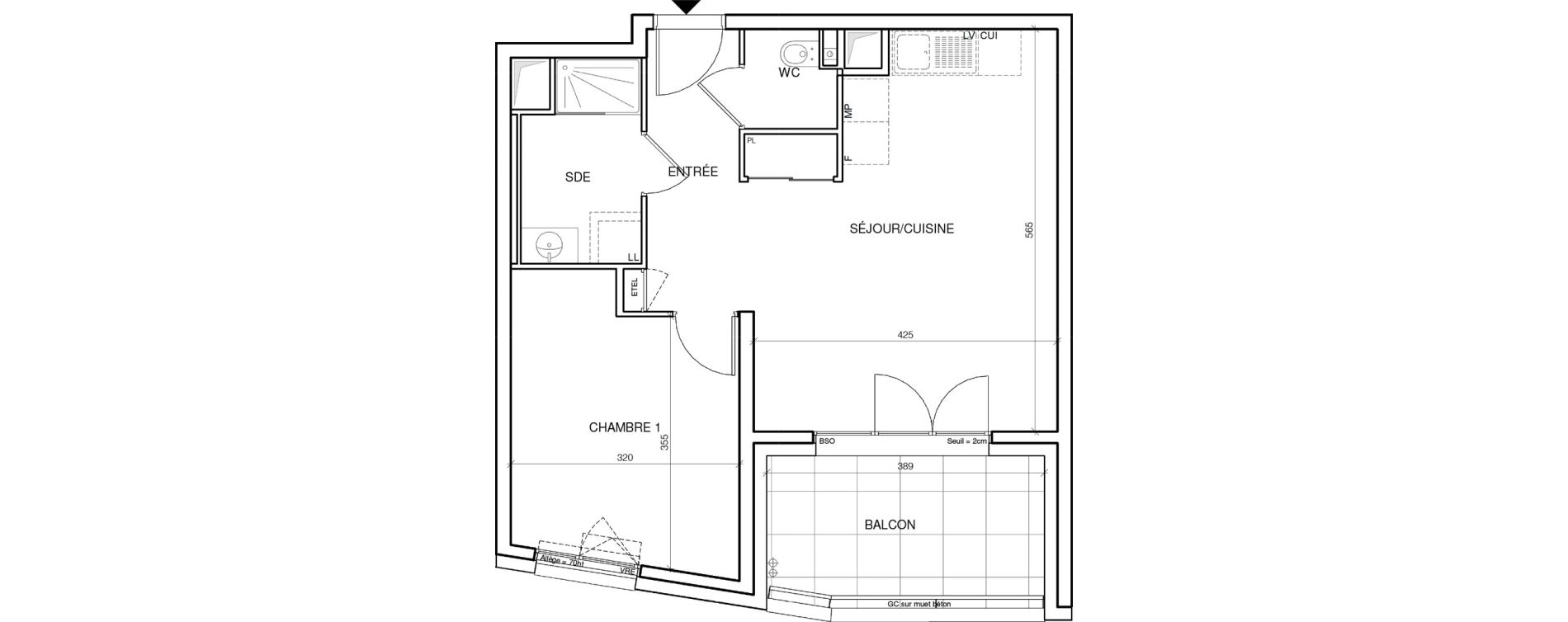 Appartement T2 de 45,60 m2 &agrave; Annecy Les hirondelles